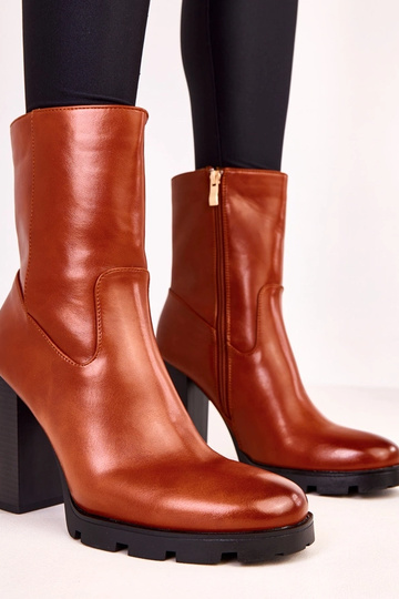 Botines marrones para mujer con tacón ancho Wendora