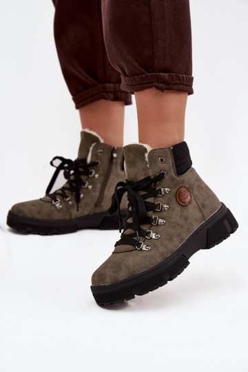 calentamiento zapatos Femenino con una plataforma de color caqui Zaraine