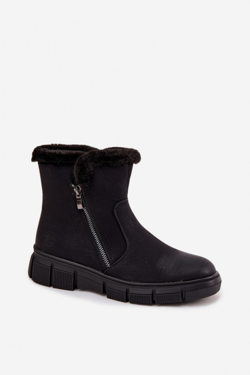 Botas de nieve Femenino con una plataforma con un abrigo de piel de color negro Briselle