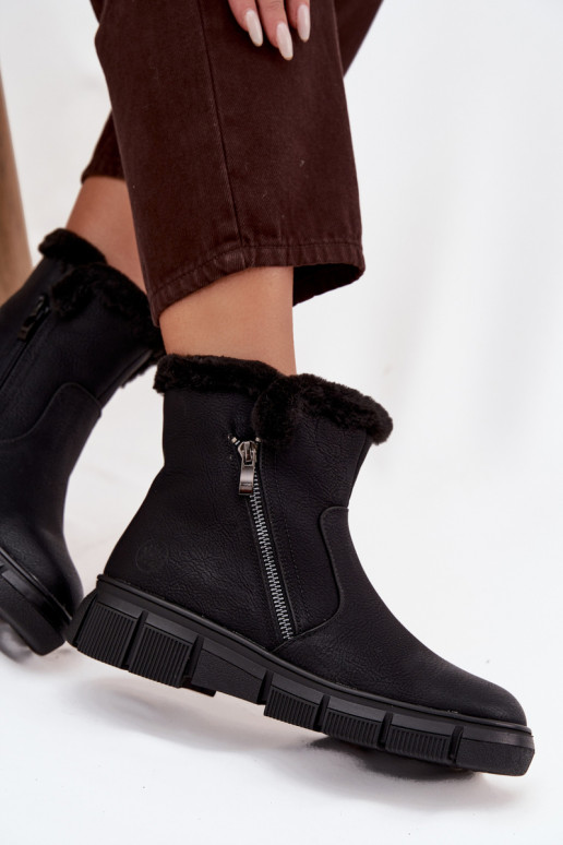 Botas de nieve Femenino con una plataforma con un abrigo de piel de color negro Briselle