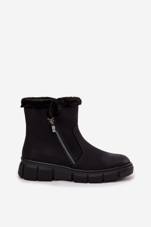 Botas de nieve Femenino con una plataforma con un abrigo de piel de color negro Briselle