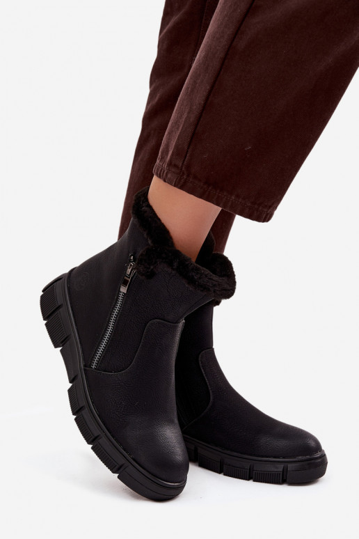 Botas de nieve Femenino con una plataforma con un abrigo de piel de color negro Briselle