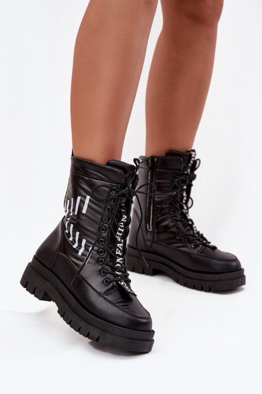 Botas de nieve con cordones para mujer Vinceza 23-34586 de color negro Botas de nieve con cordones para mujer Vinceza 23-34586 de color negro