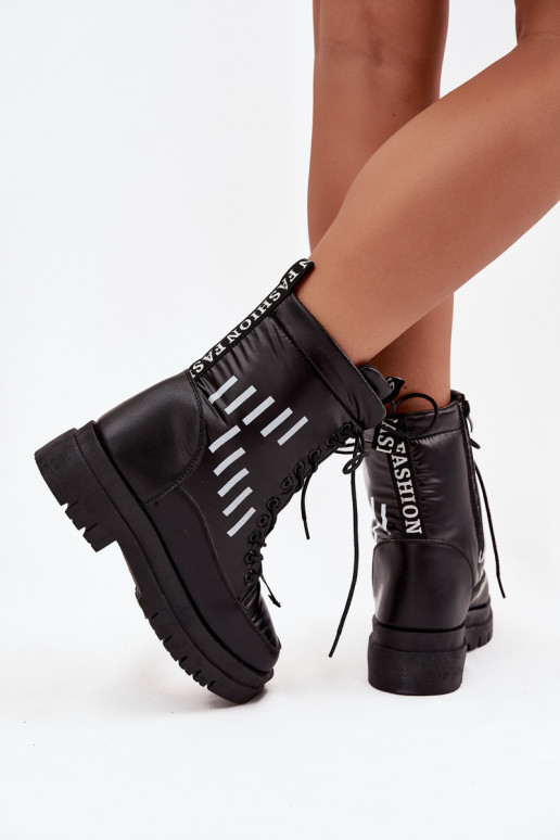 Botas de nieve con cordones para mujer Vinceza 23-34586 de color negro Botas de nieve con cordones para mujer Vinceza 23-34586 de color negro