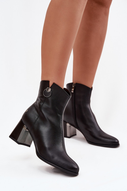 calentamiento BotasActivadoturalnej Skóry con tacones Tiene queciejka K7203-04 de color negro calentamiento BotasActivadoturalnej Skóry con tacones Tiene queciejka K7203-04 de color negro