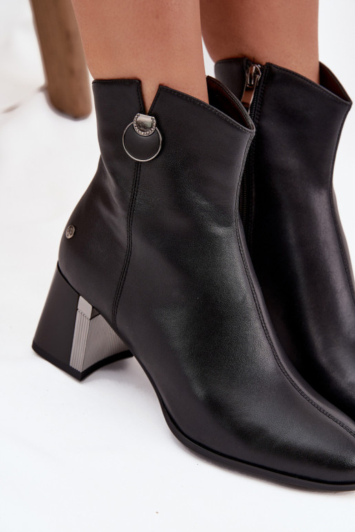 calentamiento BotasActivadoturalnej Skóry con tacones Tiene queciejka K7203-04 de color negro calentamiento BotasActivadoturalnej Skóry con tacones Tiene queciejka K7203-04 de color negro