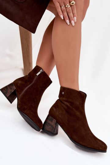 Piel de gamuza Botas de mujer Tiene queciejka K7202-02 CzekoladoAe