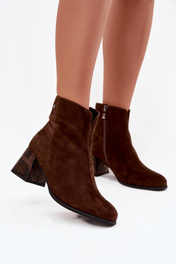 Piel de gamuza Botas de mujer Tiene queciejka K7202-02 CzekoladoAe 2