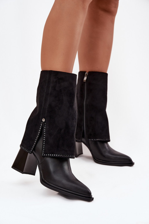 Piel Botas de mujerENyAiniętą CholeAką calentamiento Tiene queciejka K7206-01 de color negro Piel Botas de mujerENyAiniętą CholeAką calentamiento Tiene queciejka K7206-01 de color negro