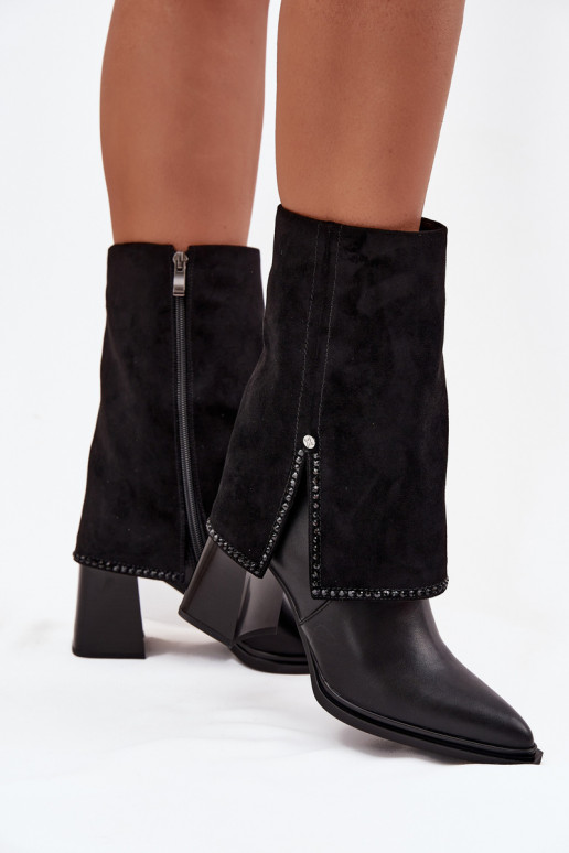 Piel Botas de mujerENyAiniętą CholeAką calentamiento Tiene queciejka K7206-01 de color negro Piel Botas de mujerENyAiniętą CholeAką calentamiento Tiene queciejka K7206-01 de color negro