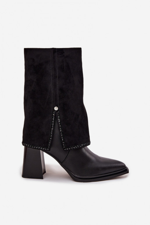 Piel Botas de mujerENyAiniętą CholeAką calentamiento Tiene queciejka K7206-01 de color negro Piel Botas de mujerENyAiniętą CholeAką calentamiento Tiene queciejka K7206-01 de color negro