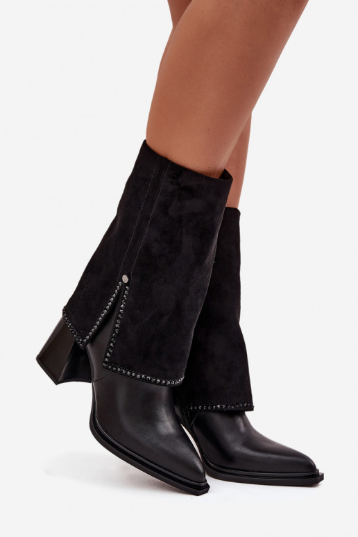 Piel Botas de mujerENyAiniętą CholeAką calentamiento Tiene queciejka K7206-01 de color negro Piel Botas de mujerENyAiniętą CholeAką calentamiento Tiene queciejka K7206-01 de color negro