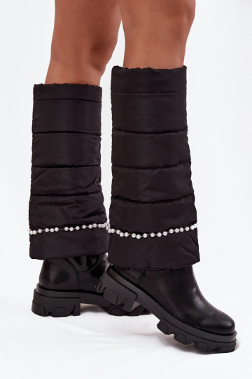 Botas largas cálidas con cuentas color negro Irvette
