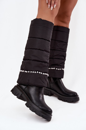 Botas largas cálidas con cuentas color negro Irvette 2