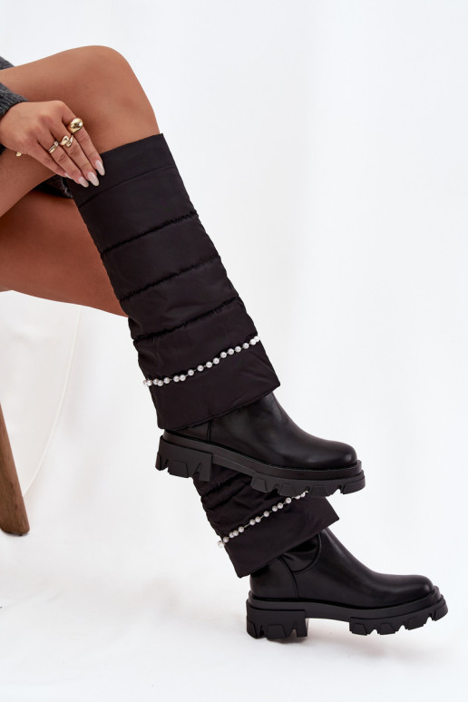 Botas cálidas Con cuentas de color negro Irvette Botas cálidas Con cuentas de color negro Irvette