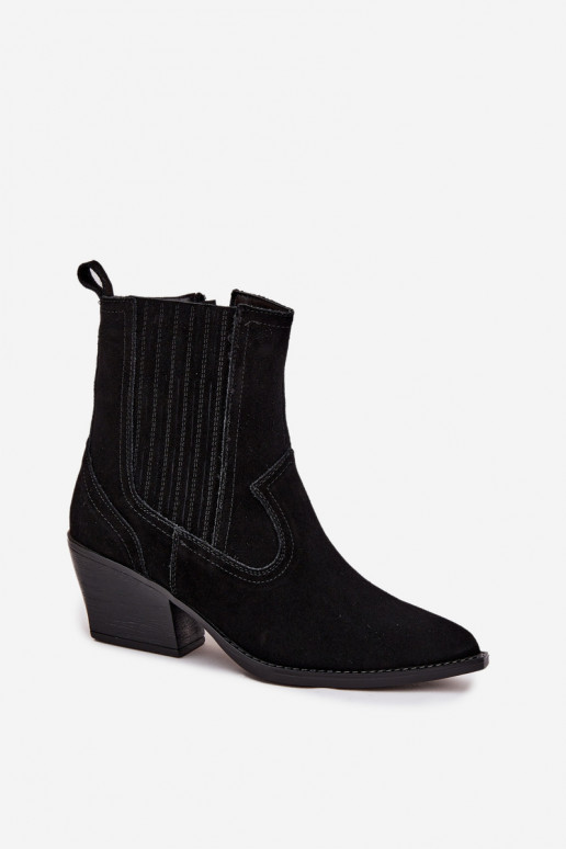 Zapatos de gamuza estilo vaquero Femenino con tacones calentamiento de color negro Dylira Zapatos de gamuza estilo vaquero Femenino con tacones calentamiento de color negro Dylira