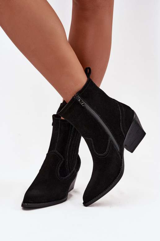 Zapatos de gamuza estilo vaquero Femenino con tacones calentamiento de color negro Dylira Zapatos de gamuza estilo vaquero Femenino con tacones calentamiento de color negro Dylira
