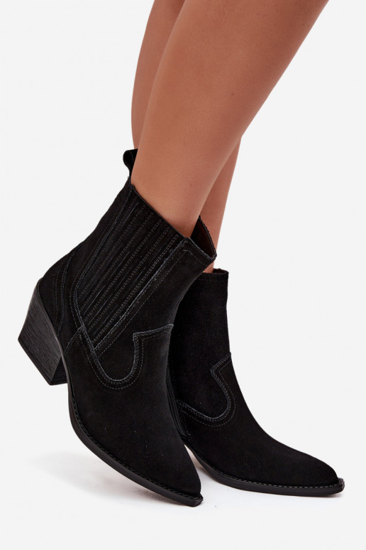 Zapatos de gamuza estilo vaquero Femenino con tacones calentamiento de color negro Dylira Zapatos de gamuza estilo vaquero Femenino con tacones calentamiento de color negro Dylira