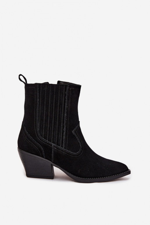 Zapatos de gamuza estilo vaquero Femenino con tacones calentamiento de color negro Dylira Zapatos de gamuza estilo vaquero Femenino con tacones calentamiento de color negro Dylira