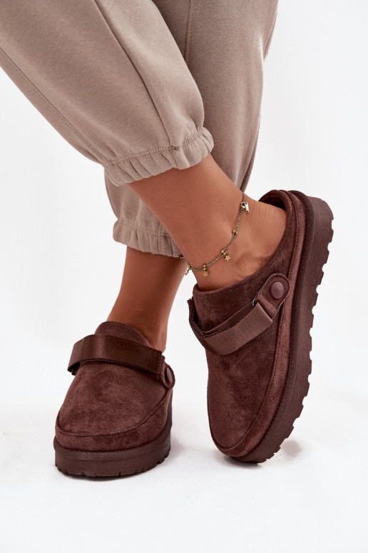 Femenino Zapatillas calentamiento con pelo dentro con una plataforma CzekoladoAe Azida Femenino Zapatillas calentamiento con pelo dentro con una plataforma CzekoladoAe Azida