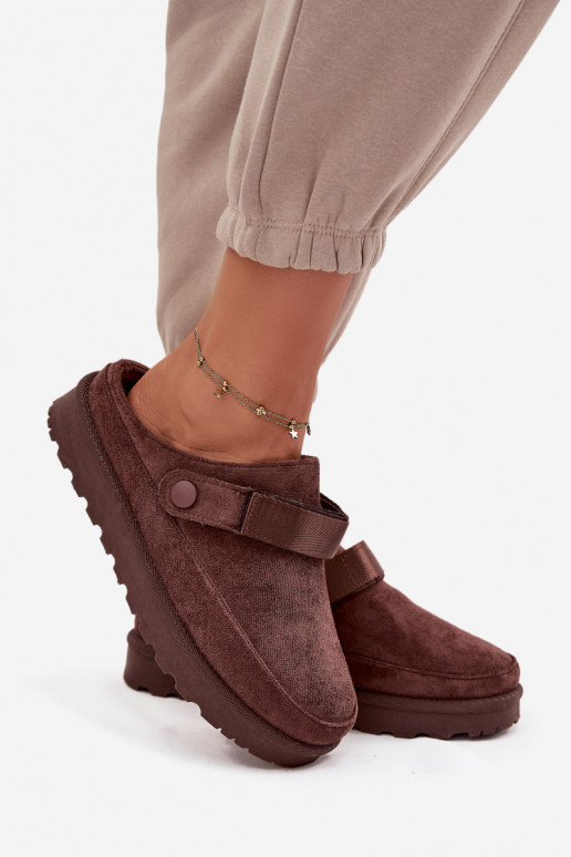 Femenino Zapatillas calentamiento con pelo dentro con una plataforma CzekoladoAe Azida Femenino Zapatillas calentamiento con pelo dentro con una plataforma CzekoladoAe Azida
