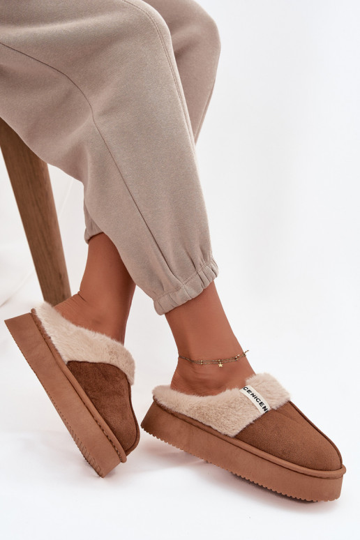 Zapatillas de mujer con pelaje, color marrón "Parisse"
