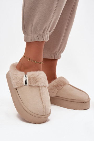 Zapatillas de mujer con pelaje, color marfil "Parisse"