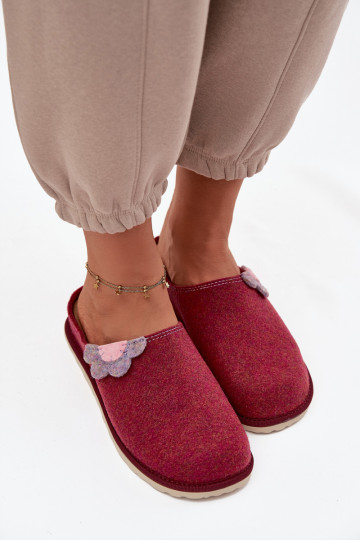 Zapatillas para mujer con flor Inblu CS000043 color burdeos