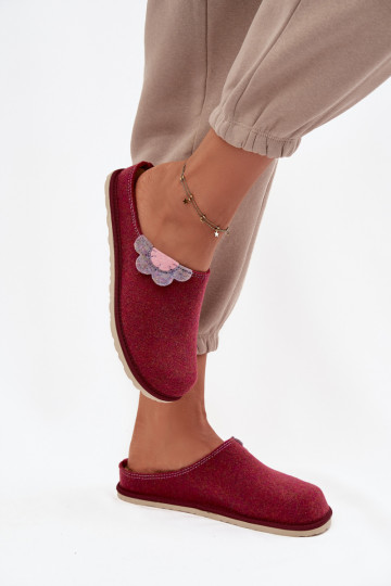 Zapatillas para mujer con flor Inblu CS000043 color burdeos 2