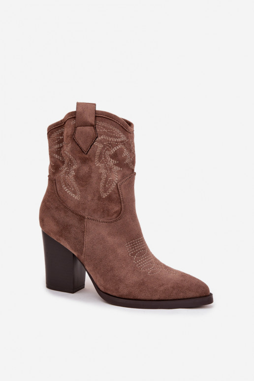 botas estilo vaquero Femenino con tacones de gamuza ecológicaoAe beige Carissa
