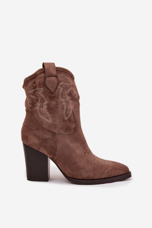 botas estilo vaquero Femenino con tacones de gamuza ecológicaoAe beige Carissa