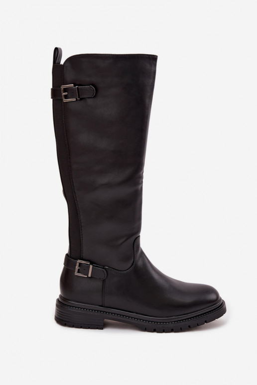 calentamiento botas de mujer con tacones anchos con hebillas de color negro Sorelle calentamiento botas de mujer con tacones anchos con hebillas de color negro Sorelle