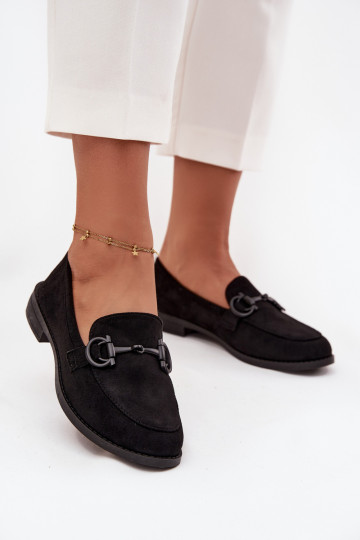 mocasines de mujer Con decoraciones Detalem de gamuza ecológicaoAe de color negro Ambria 2