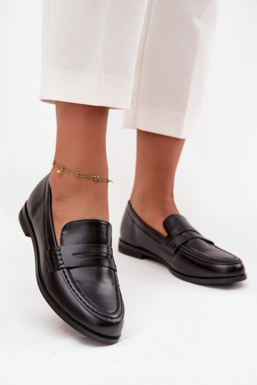 Mocasines Mocasines Femenino de cuero ecológico de color negro Bessina 2