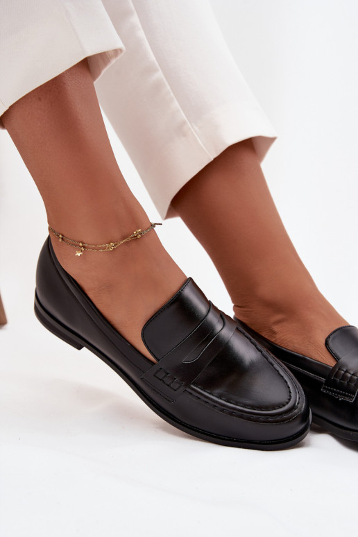 Mocasines Mocasines Femenino de cuero ecológico de color negro Bessina Mocasines Mocasines Femenino de cuero ecológico de color negro Bessina