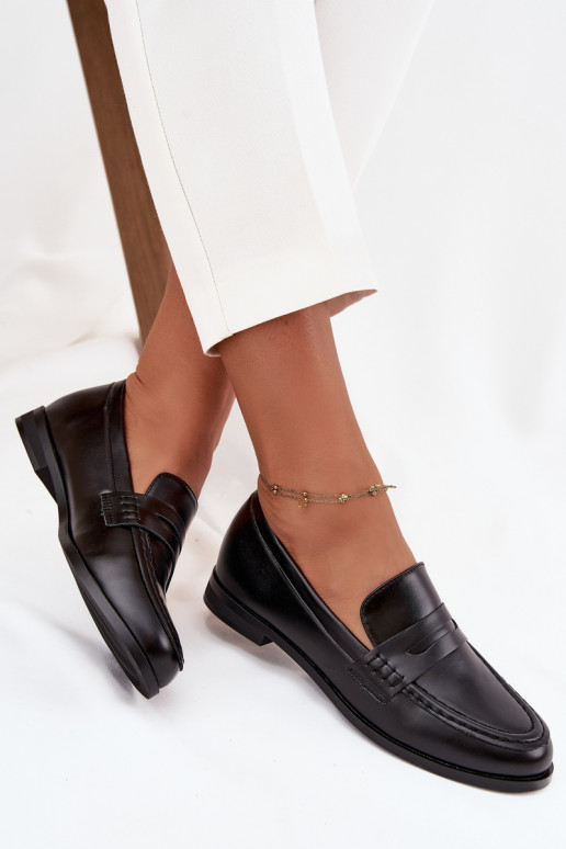 Mocasines Mocasines Femenino de cuero ecológico de color negro Bessina Mocasines Mocasines Femenino de cuero ecológico de color negro Bessina