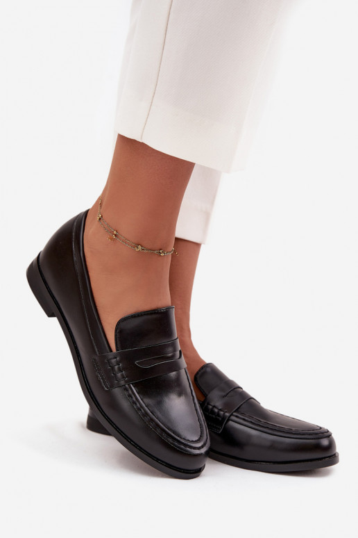 Mocasines Mocasines Femenino de cuero ecológico de color negro Bessina Mocasines Mocasines Femenino de cuero ecológico de color negro Bessina