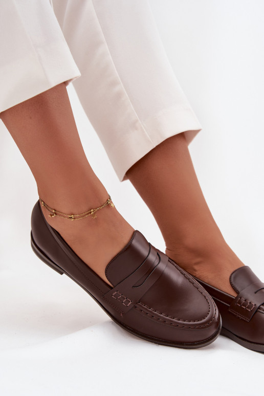 Mocasines Mocasines Femenino de cuero ecológico CzekoladoAe Bessina Mocasines Mocasines Femenino de cuero ecológico CzekoladoAe Bessina