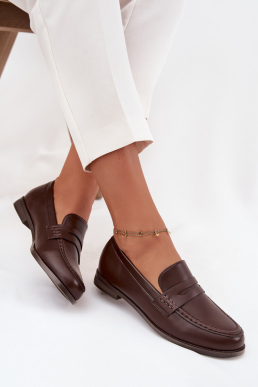 Mocasines Mocasines Femenino de cuero ecológico CzekoladoAe Bessina Mocasines Mocasines Femenino de cuero ecológico CzekoladoAe Bessina