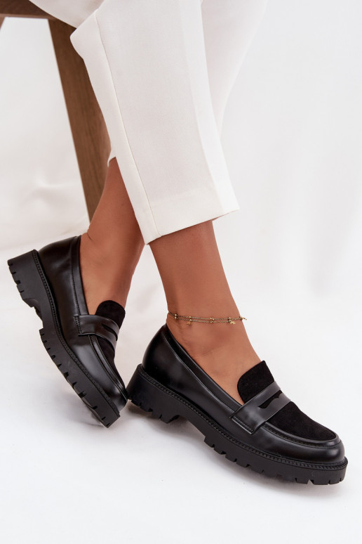 mocasines de mujer de cuero ecológico de color negro Cailen