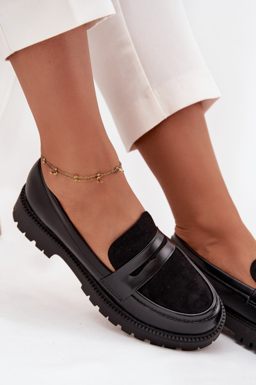 mocasines de mujer de cuero ecológico de color negro Cailen