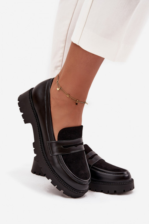 mocasines de mujer de cuero ecológico de color negro Cailen