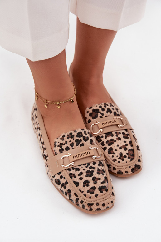 Mocasines Mocasines Femenino Con decoraciones Elemento con estampados de piel de leopardo beige Evelora Mocasines Mocasines Femenino Con decoraciones Elemento con estampados de piel de leopardo beige Evelora