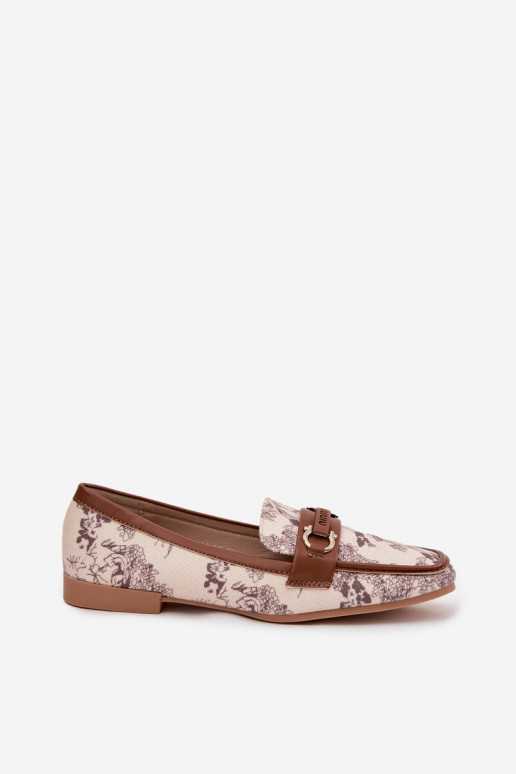 Estampado Mocasines Mocasines Femenino Con decoraciones Elemento beige-color marrón Evelora Estampado Mocasines Mocasines Femenino Con decoraciones Elemento beige-color marrón Evelora
