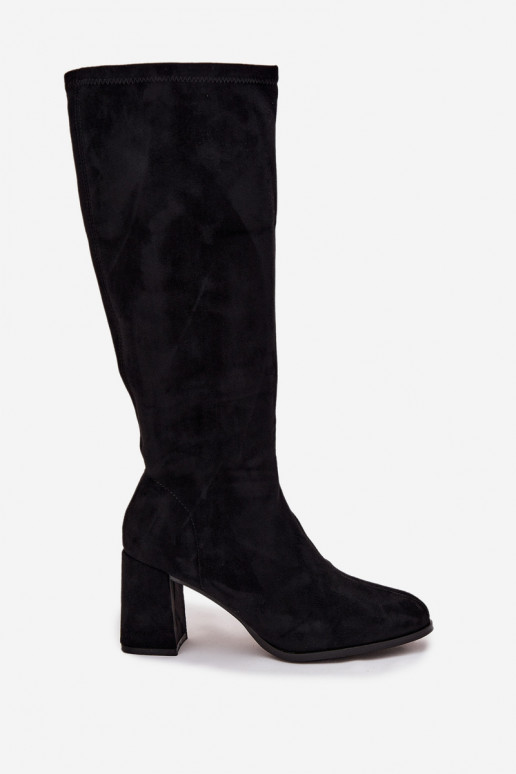 botas de mujer con taconesde gamuza ecológicau de color negro Yelisse botas de mujer con taconesde gamuza ecológicau de color negro Yelisse