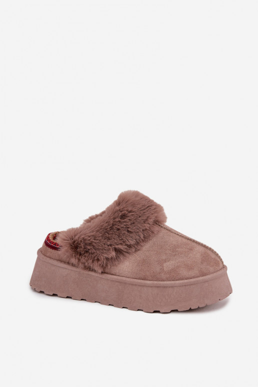 Botas de nieve Femenino con una plataforma con un abrigo de piel I Haftem beige Querina