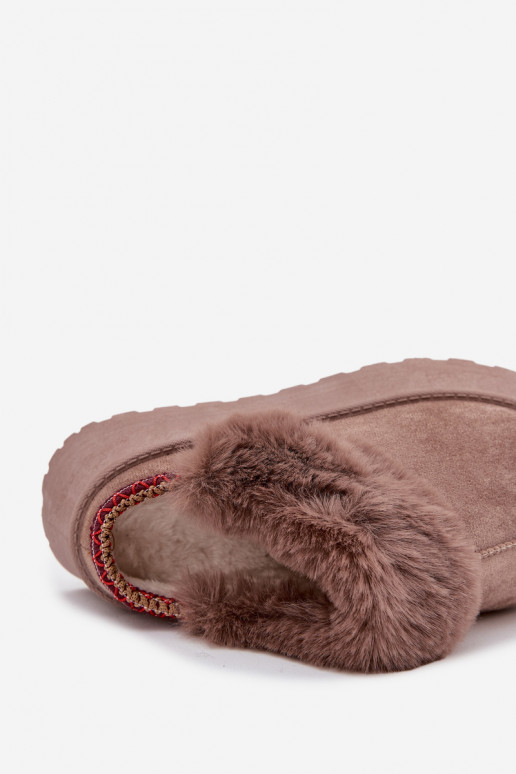 Botas de nieve Femenino con una plataforma con un abrigo de piel I Haftem beige Querina