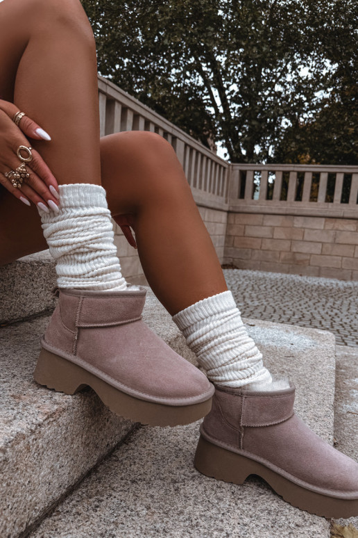 Botas de nieve FemeninoActivadoturalnego de gamuzau calentamiento con pelo dentro de color caqui Milora Botas de nieve FemeninoActivadoturalnego de gamuzau calentamiento con pelo dentro de color caqui Milora