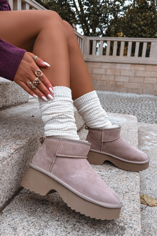 Botas de nieve FemeninoActivadoturalnego de gamuzau calentamiento con pelo dentro de color caqui Milora Botas de nieve FemeninoActivadoturalnego de gamuzau calentamiento con pelo dentro de color caqui Milora