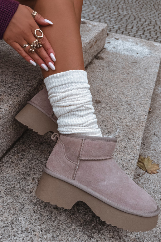 Botas de nieve FemeninoActivadoturalnego de gamuzau calentamiento con pelo dentro de color caqui Milora Botas de nieve FemeninoActivadoturalnego de gamuzau calentamiento con pelo dentro de color caqui Milora